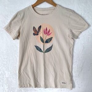 Life Is Good Womens Crusher Tee Botanical Sunset Graphic S/S Putty Size S